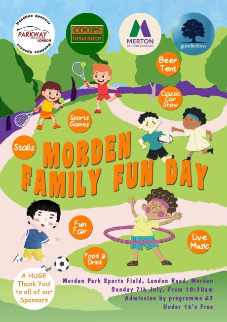 Morden Family Funday and Coops Classic Car Show, Sunday 7th July 10.30am - 5.00pm